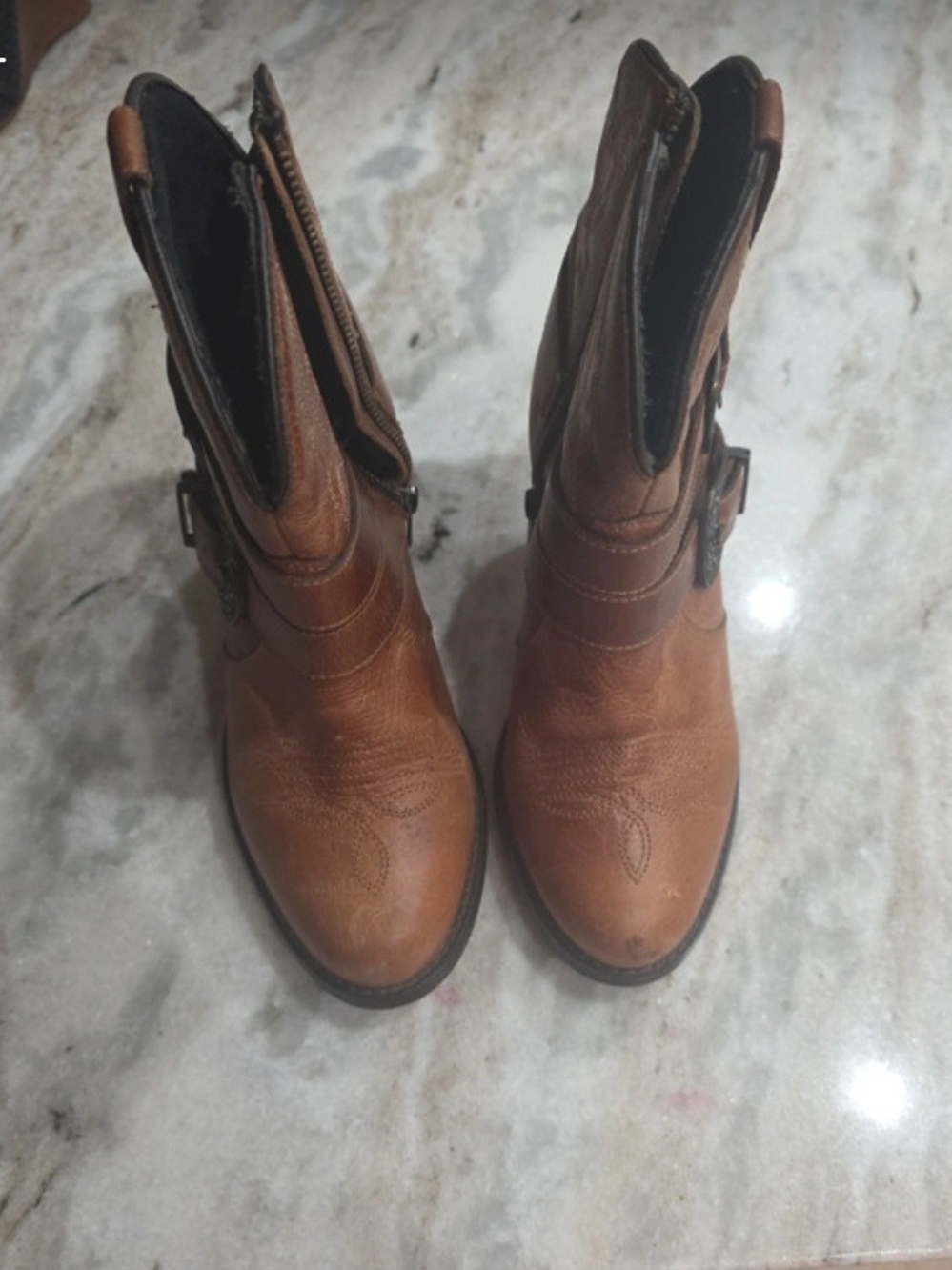 Women's Brown Leather Mid-Calf Boots